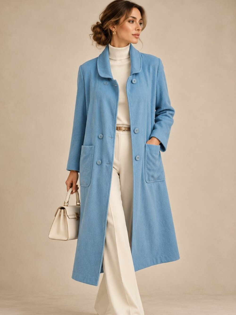 VINTAGE | Robin's Egg Blue Pure Virgin Wool Trench Coat - 22P2P